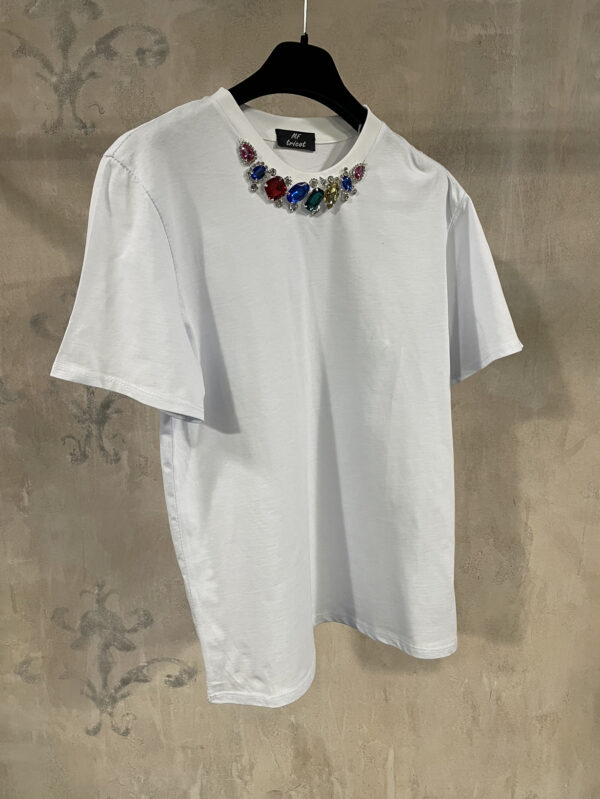 T-shirt con Collana Gioiello Multicolore Bianco