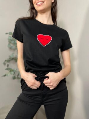 Maglietta con Cuore Nera | T-shirt